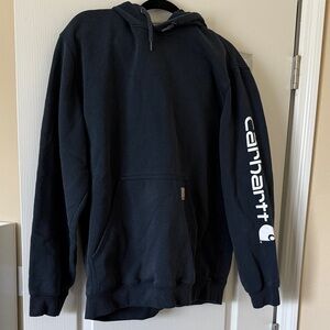 Carhartt Navy Hoodie with White Sleeve Logo